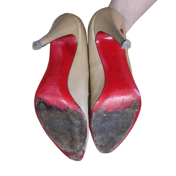 Christian Loubiton patent leather tan heels pumps size 8.5 - Picture 7 of 8